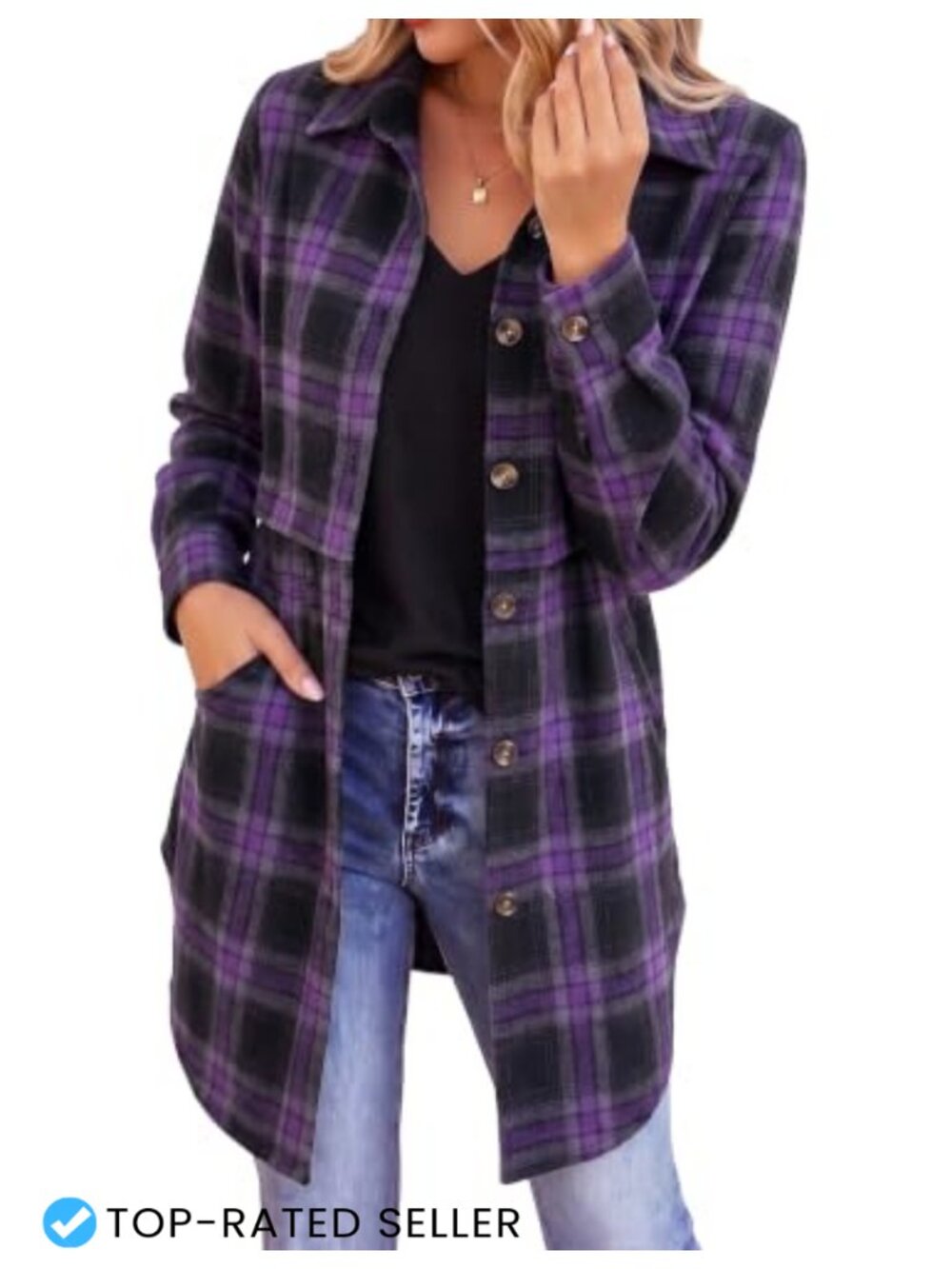 Women's Flannel Plaid Button Down Shirt Long Sleeve Casual Fall Top